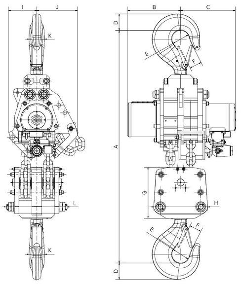 Heavy Duty Air Chain Hoists Red Rooster TMH blueprint